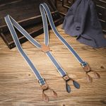 New Vintage Button Men's Stretchy Elastic Braces Suspenders 2.5cm Nylon Leather