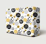 2 Sheets 60th Birthday Wrapping Paper Age 60 Giftwrap Unisex Black Gold Silver