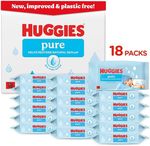 Huggies Pure Plastic Free Baby Wipes - Pack of 18 (864 Wipes) – 99% Water Wet Wi
