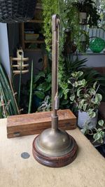 Vintage Mystery Unknown Function Tool - Pulley on Brass Wooden Stand