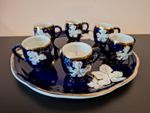 RARE antique Vintage USSR Porcelain Soviet Korosten Plate & 6 cups set 