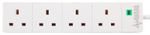 PRO ELEC PL09211 4 Gang Surge Protected Extension Lead 4 gang 8m, White