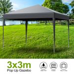 3x3M Heavy Duty Gazebo Marquee Pop-up Garden Party Tent Black/Grey/Blue