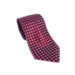 Duchamp London Silk Tie Red Silver Polkadot Pattern Handmade In England