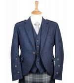 Blue serge Argyle jacket with 5 button waistcoat wedding kilt jacket