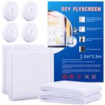 4 Pack Fly Screen Window Mesh Insect Mosquito Net with Hook Tape DIY 1.3x1.5m