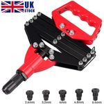 NEW HEAVY DUTY LAZY TONGUE TONG HAND RIVITER RIVET GUN POP RIVETER + 5 NOZZLES