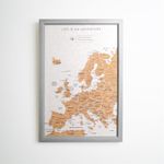 Splosh Europe Travel Map Pin Board Pins Personalised European Maps Cork Grey