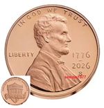 2026 S Penny Lincoln Shield Cent Proof 1¢ DUAL DATED 1776~2026 *PRESALE VOUCHER*