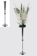 Tall 100cm SILVER Floor Standing Flower Vase Heavy Base, Electroplated Steel Urn