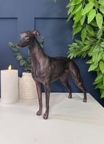 Standing Greyhound Dog Figurine – Antique Black with Red Undertones