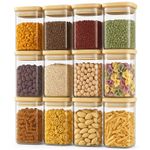 12pcs Kitchen Spice Jars Storage Bottle Glass Airtight Container With Lids