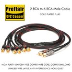 Hi-end 2 RCA to 6 RCA Plug Hi-Fi Audio Interconnect Cable Connect