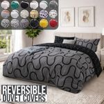 Luxury Reversible Duvet Cover Quilt Cover Bedding Set Single Double King Size UK