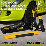 Trolley Jack 3 Ton Tonne Low Profile Hydraulic & Axle Stand Set 3 Ton Car Garage