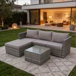 Luxurious Rattan Garden Furniture Sofa Lounge Set - In/Outdoor Cushions Included