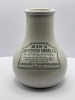 Old stoneware advertising inhaler, Maws improved inhaler