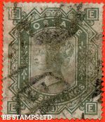 SG. 131. J125. " EE ". 10/- Greenish - Grey ( Blued paper ). A good used  B61354