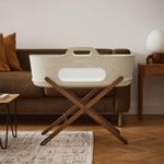 SnuzBaskit Light Grey Moses Basket & Dove Grey Stand Set Barley/Walnut colour