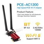 WiFi 5 PCI-E Wireless Adapter Network Card AC1200 Dual Band 2.4G/5GHz 