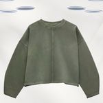 Ex Hush Women's Sweatshirt Green Long Sleeve Seam Detail Cotton (Defect)