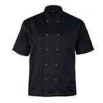 Chef Jacket Black Short Sleeve Professional Kitchen Wear Poly Cotton UK