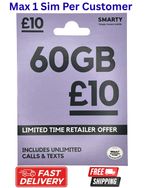 1 x  Smarty Sim Card DATA + Calls SIM -Smart phone WIFI ROUTER HOTSPOT Campervan
