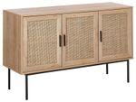 Rattan 3 Door Sideboard Light Wood PASCO