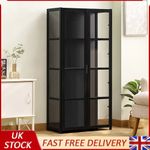 4-Tier Bamboo Clear Display Case for Figure Model Blind Box Collectible Cabinet