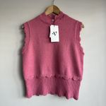 Very Collection Funnel Neck Picot Trim Sleeveless Vest Pink Jumper UK M BNWT