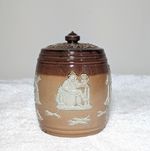 Antique Doulton Lambeth Salt Glazed Tobacco Jar 13cm Tall Stoneware