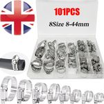 101X Adjustable Hose Clip Stainless Steel 8-44mm 8Size Hose Clamps Assorted Kit