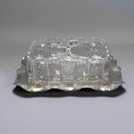 VICTORIAN Silver Plated & Glass SARDINE DISH Salmon Dish 18.4cm x 16.2cm x 7.2cm
