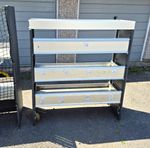 Metal Gondola Shelving Unit. 4 Shelves on Castors. Portable. 150cm High