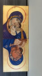 Set of 2 Hand Painted Orthodox Icons 11x14 Oil on Wood Gilded Gold Leaf Sacred