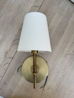 West Elm, Brass Metal Wall Sconce Indoor Wall Mounted White Fabric Cone Shade