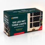 100 LED Net Lights Warm White Battery Operated Timer Indoor Outdoor 1.5m x 1.5m