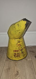 Vintage Oil Jug Pourer Half Gallon Shell Oil Tractor Lubricant 