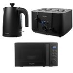 Salter 1.7L Kettle 4-Slice Toaster Microwave Set Kitchen Rapid Boil Black