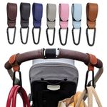 2x Luxury PU Leather Pram Hooks Stroller Buggy Clips Diaper Bag Hanger Organiser