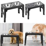 Elevated Dog Double Bowls Stainless Steel Raised Feeder Bowl 5 Height Adjustable