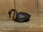 vintage wooden carved Swan netsuke, netsuke