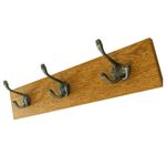 Solid Oak Vintage Coat Rack, Triple Cast Antique Iron Hooks, 2,3,4,5,6,7,8 