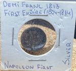 Silver Napoleon I Demi-franc Napoléon Ier tête laurée, Empire français