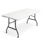 6ft Folding Trestle Table White Party Picnic BBQ Carry Outdoor Stall Table 1.8m