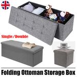 Large Folding Ottoman Storage Box Pouffe Seat Stool Home Chair Footstool Bench