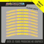 MOTOCROSS MX EXCEL TAKASAGO CLEAR RIM STICKERS DECALS VARIOUS SIZES & COLOURS