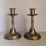 Antique 19th Century Pair of Brass Candlesticks by William Tonks & Sons