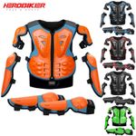 Kids Motorcycle Motocross Bike Chest Back Body Armour Protector Vest Kneepad Set