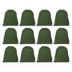 12pcs 100% Cotton Reusable Drawstring Bags, 7x10" Dust Bags, Dark Green
